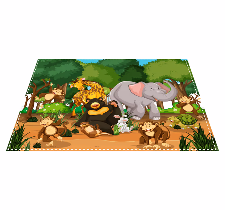 Kinder placemat dierenpret scène - TenStickers
