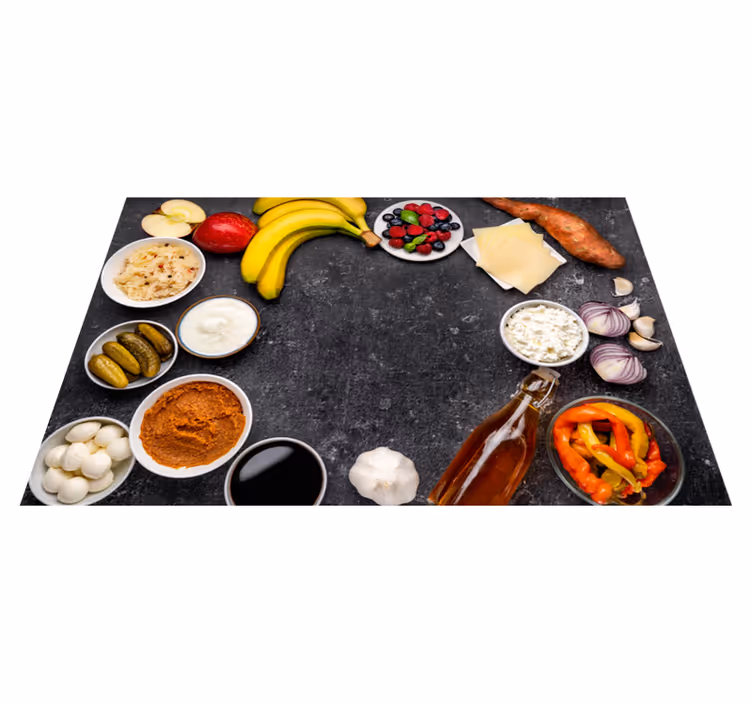 Moderne placemat rode kom ingrediënten - TenStickers