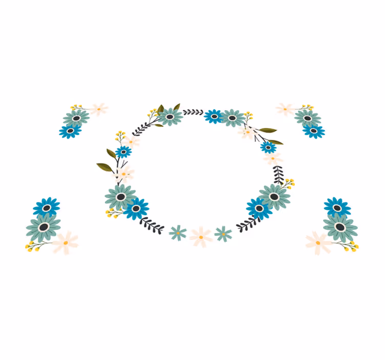 Originele placemat met bloemenlijst accent - TenStickers