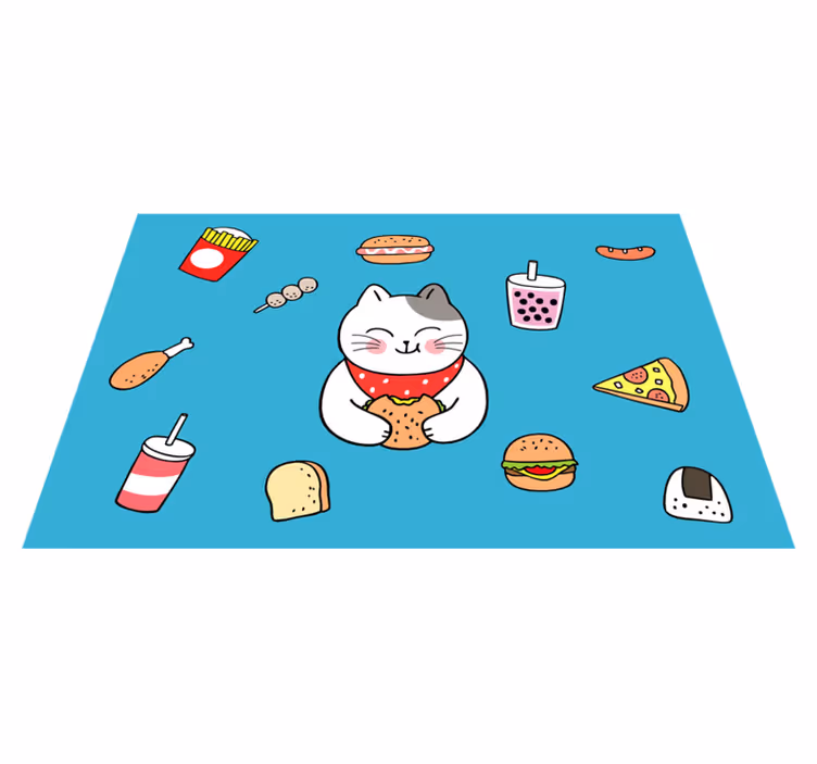 Kinder placemat schattige kat eten - TenStickers