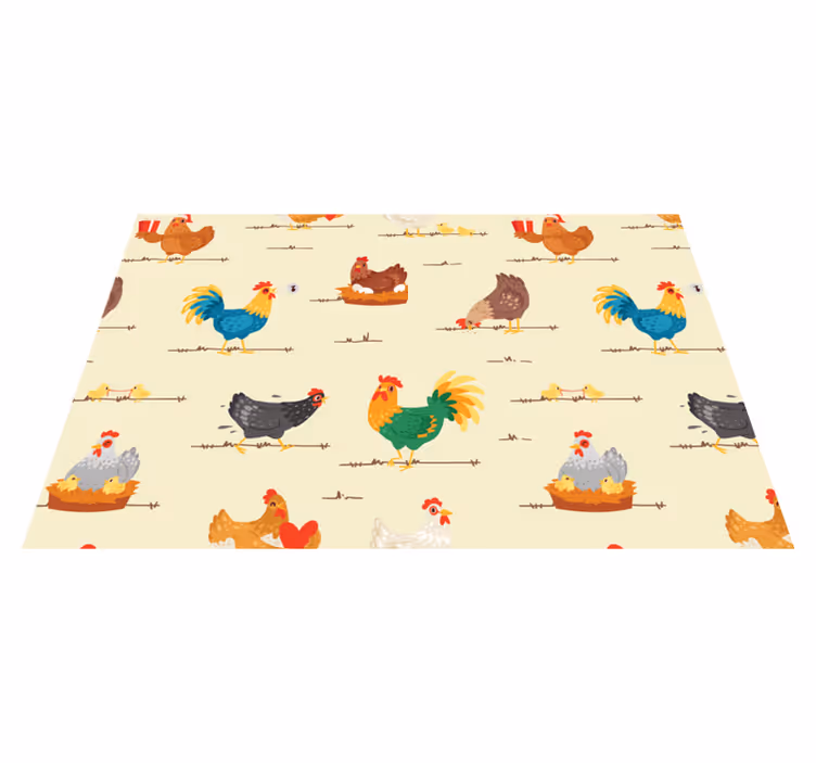 Kinder placemat met kleurrijke kippenpatronen - TenStickers