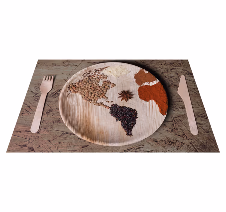 Wereldkaart ingrediënten originele placemat - TenStickers