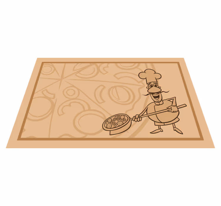 Kinder placemat chef die pizza vasthoudt - TenStickers