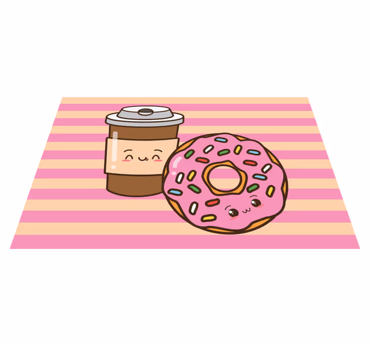 Kinder placemat schattige koffie donut - TenStickers