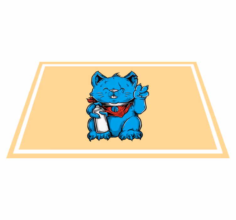 Kinder placemat vrolijke blauwe kat - TenStickers