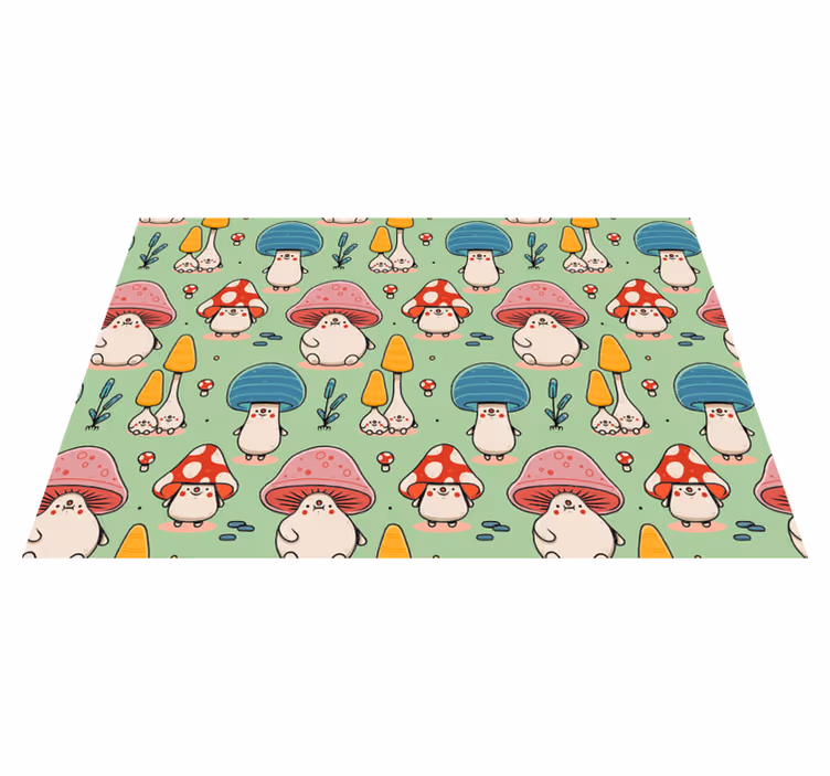 Kinder placemat schattige paddenstoel figuren - TenStickers