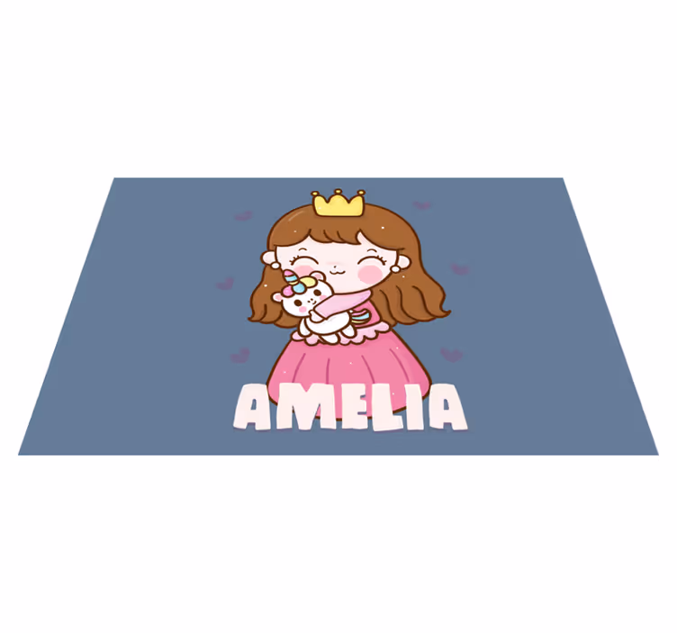 Kinder placemat schattige prinses met eenhoorn - TenStickers