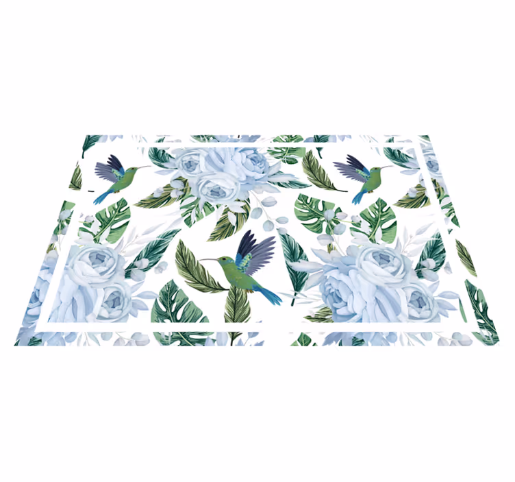 Moderne placemat met bloemen kolibrie patroon - TenStickers