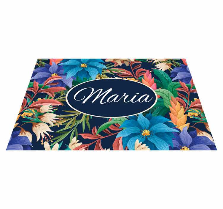 Placemat met naam bloemrijke gepersonaliseerde schaal - TenStickers