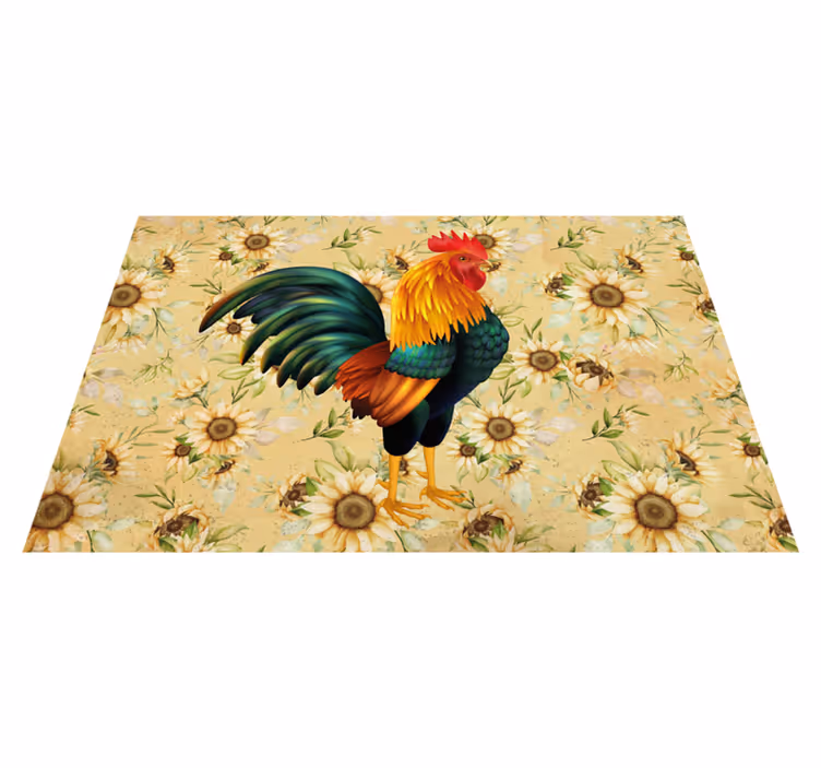 Originele placemat kleurrijk haan middelpunt - TenStickers