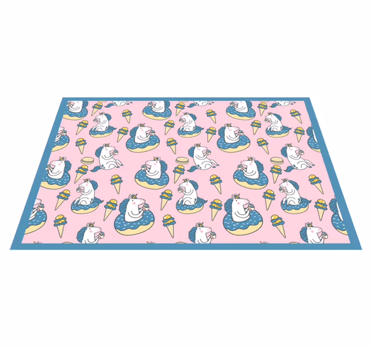 Kinder placemat eenhoorns genieten van ijsjes - TenStickers