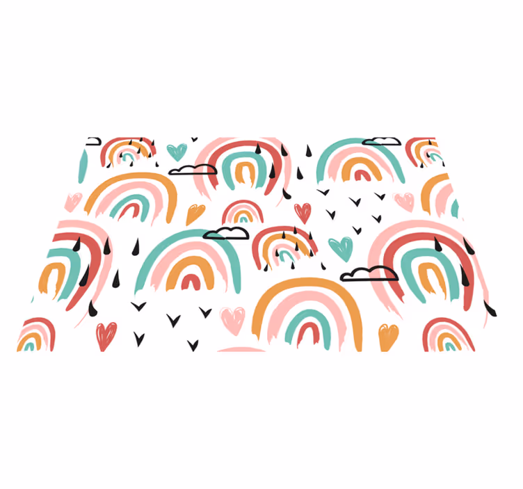 Kinder placemat regenboog hartpatroon - TenStickers