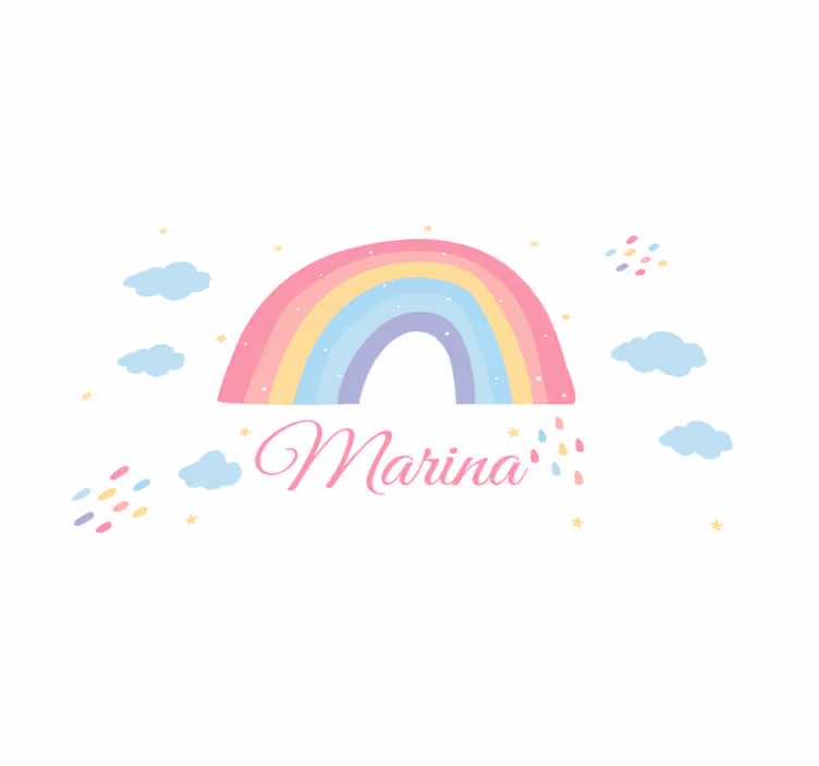 Kinder placemat regenboog met naam - TenStickers
