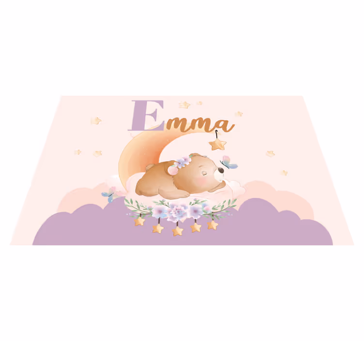 Kinder placemat Schattige dieren beer met naam - TenStickers