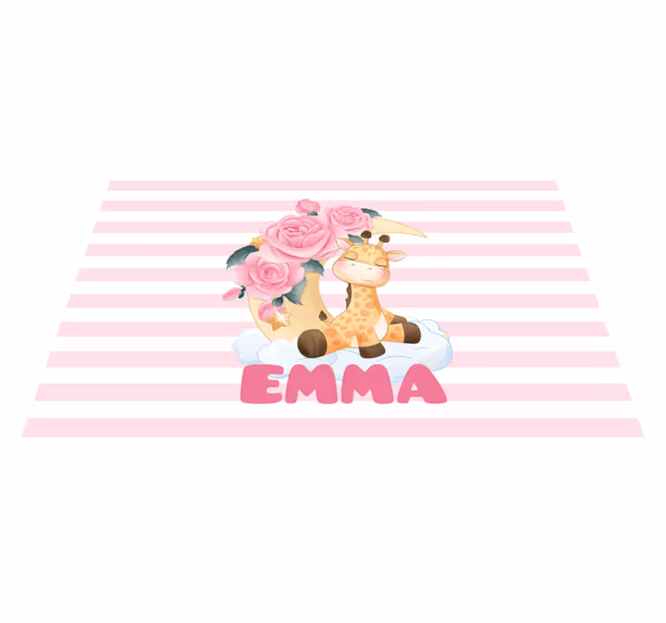 Kinder placemat giraffe met rozen - TenStickers