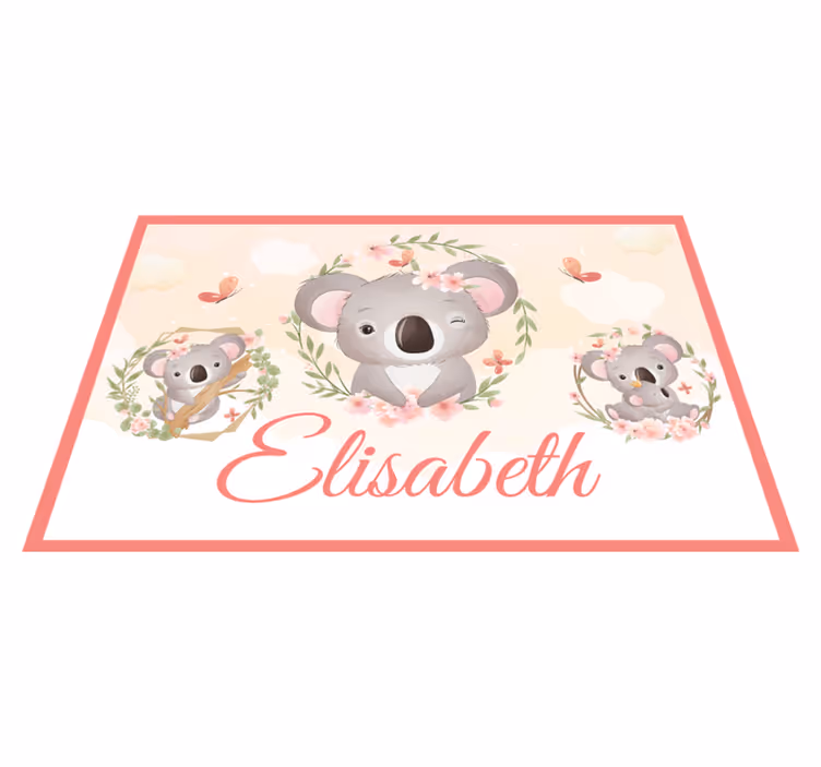 Schattige dieren koala met naam Kinder placemat - TenStickers