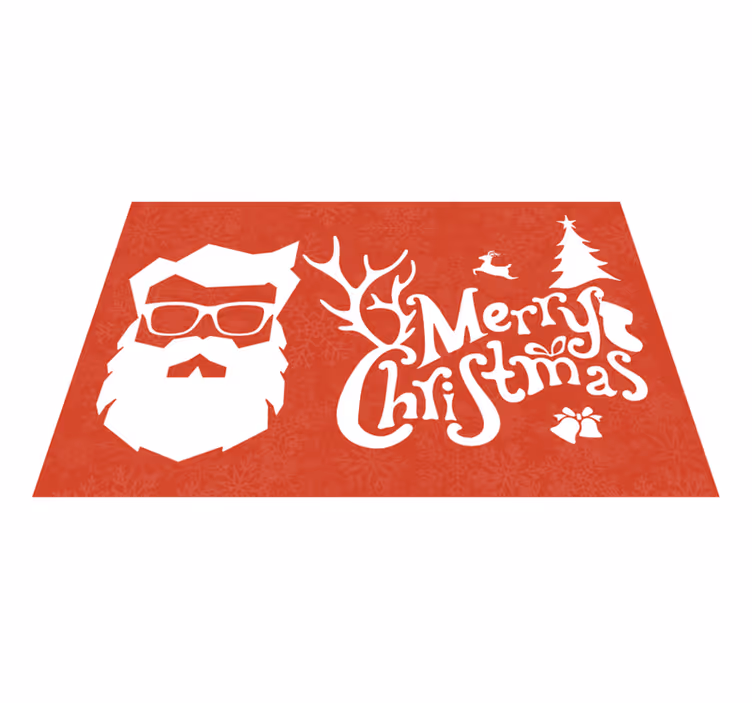 Kerstmis placemat met kerstman met brillen - TenStickers