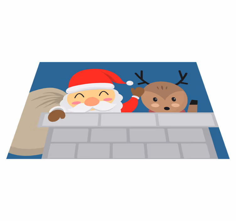 Kerstmis placemat met kerstman en rendier - TenStickers