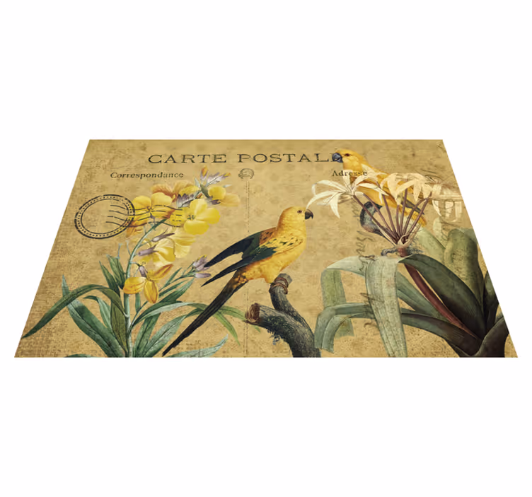 Originele placemat vintage bloemen postkaart - TenStickers