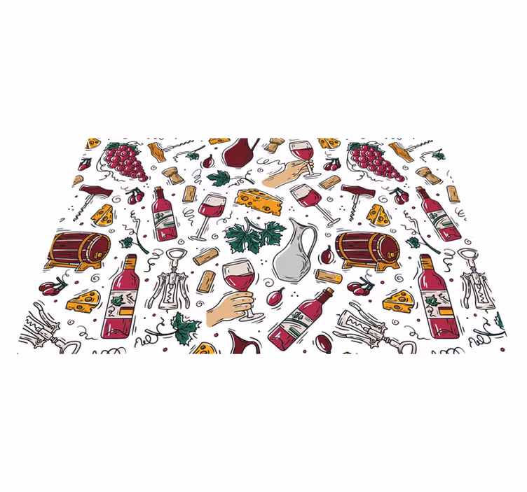 Originele placemat wijn en kaas thema - TenStickers