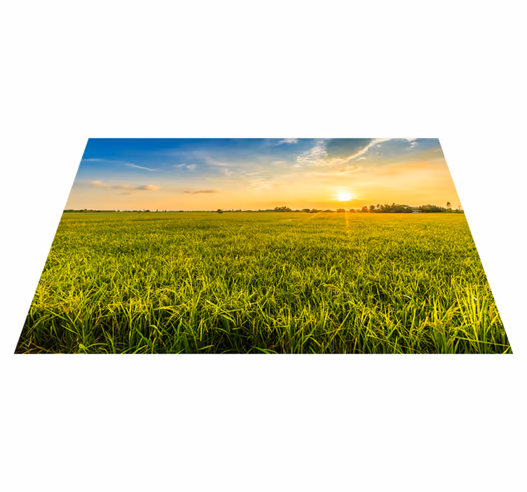 Placemat met naam zonsondergang rijstveld - TenStickers