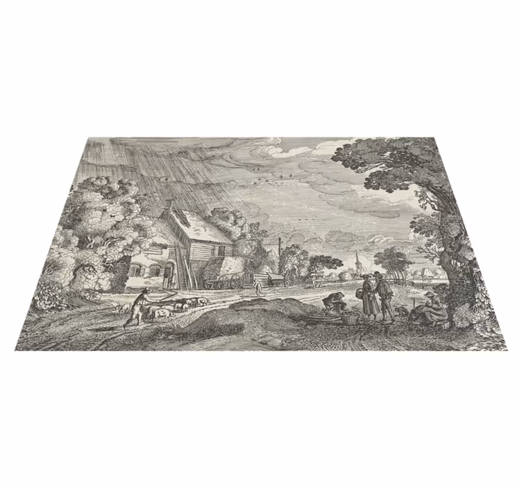 Originele placemat vintage landschapscène - TenStickers