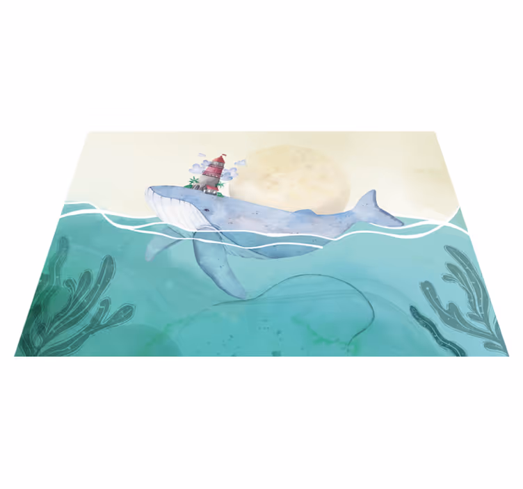Kinder placemat walvis met vuurtoren - TenStickers