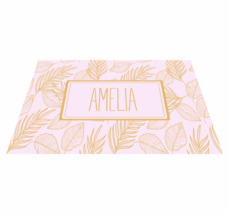 Placemat met naam bladerenpatroon gepersonaliseerd - TenStickers