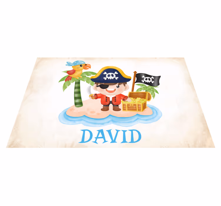 Cartoon piraten placemat met aanpasbare naam - TenStickers