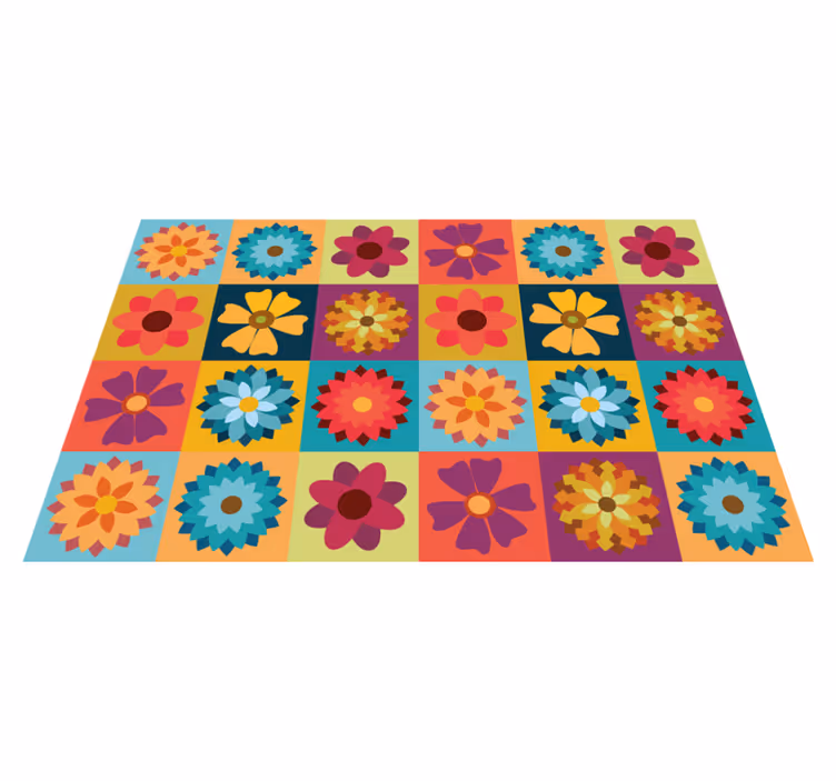Gekleurde bloementegels Moderne placemats - TenStickers
