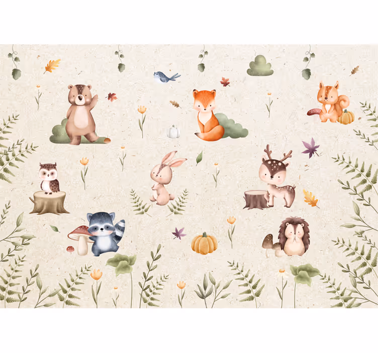 Sprookjesachtige dieren foto behang babykamer - TenStickers