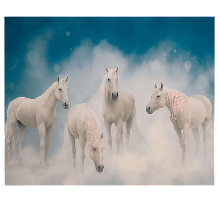 Magische witte paarden fotobehang tienerkamer - TenStickers