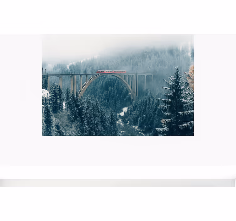 Trein over de zwitserse alpen fotobehang bergen - TenStickers