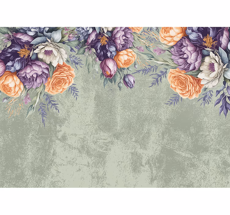 Vintage bloemenontwerp fotobehang hoofd slaapkamer - TenStickers