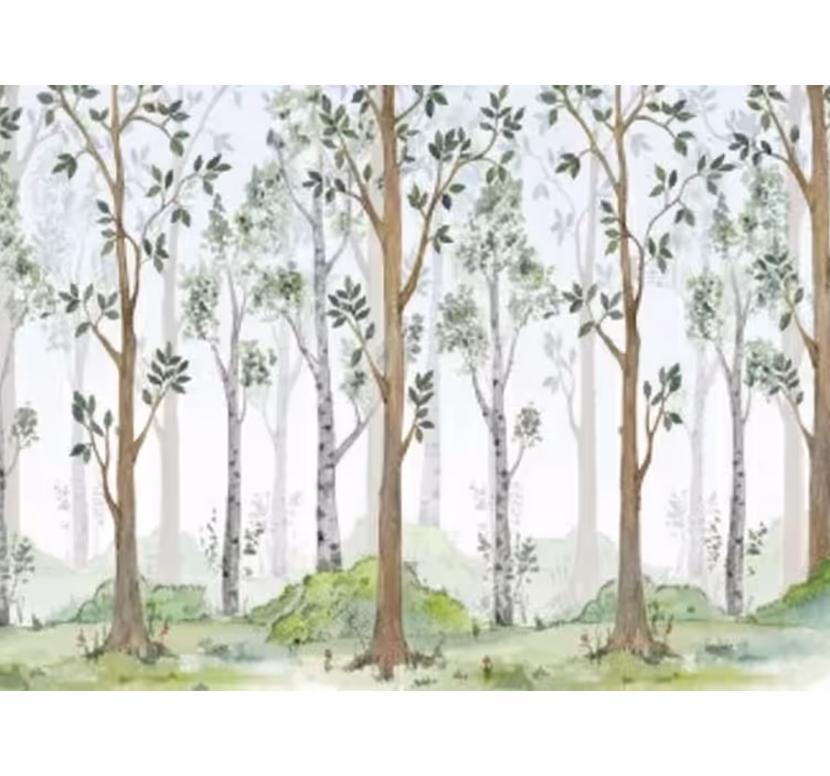 Behang bos minimalistische botanische kenmerk - TenStickers