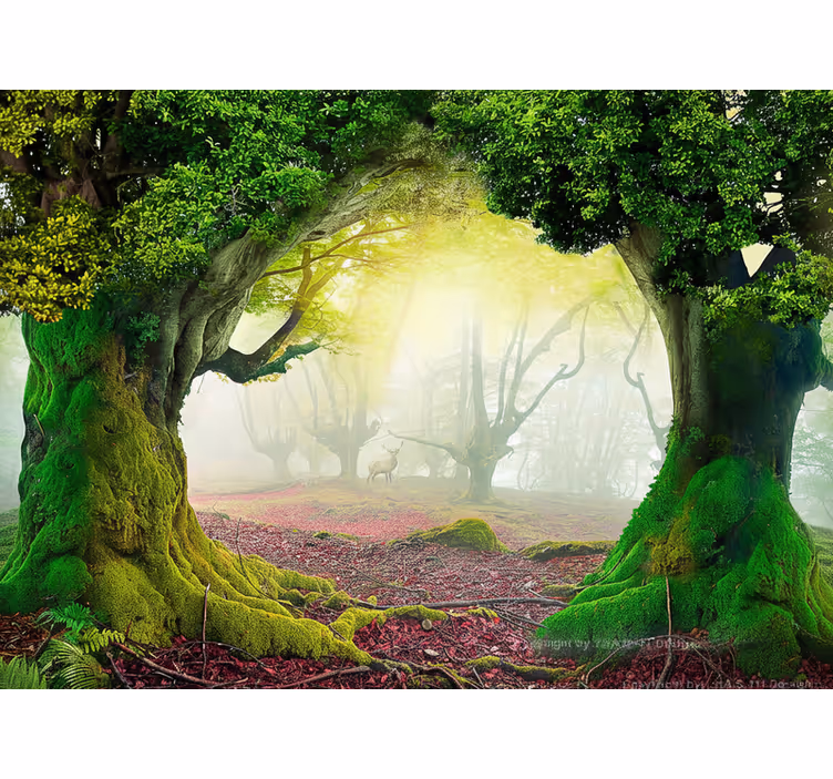 Natuur behang poort naar het eeuwige bos - TenStickers