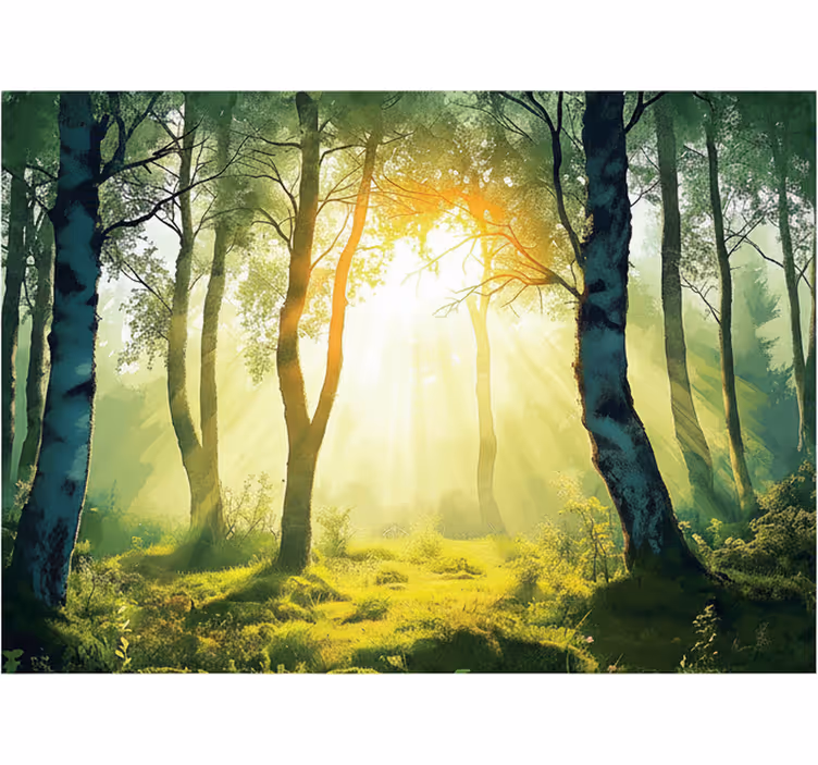 Behang bos zonnige berken muurdecoratie - TenStickers