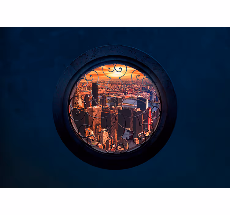 Rond venster fotobehang new york - TenStickers