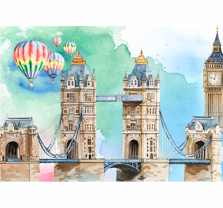Ballon over Tower Bridge Londen fotobehangen - TenStickers