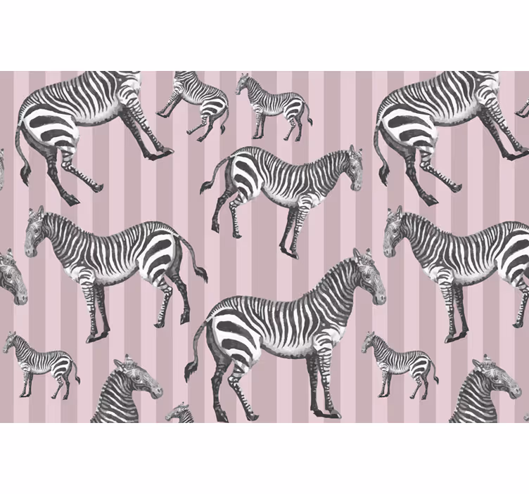 Foto behang afrikaans vintage zebra illustratie patroon - TenStickers