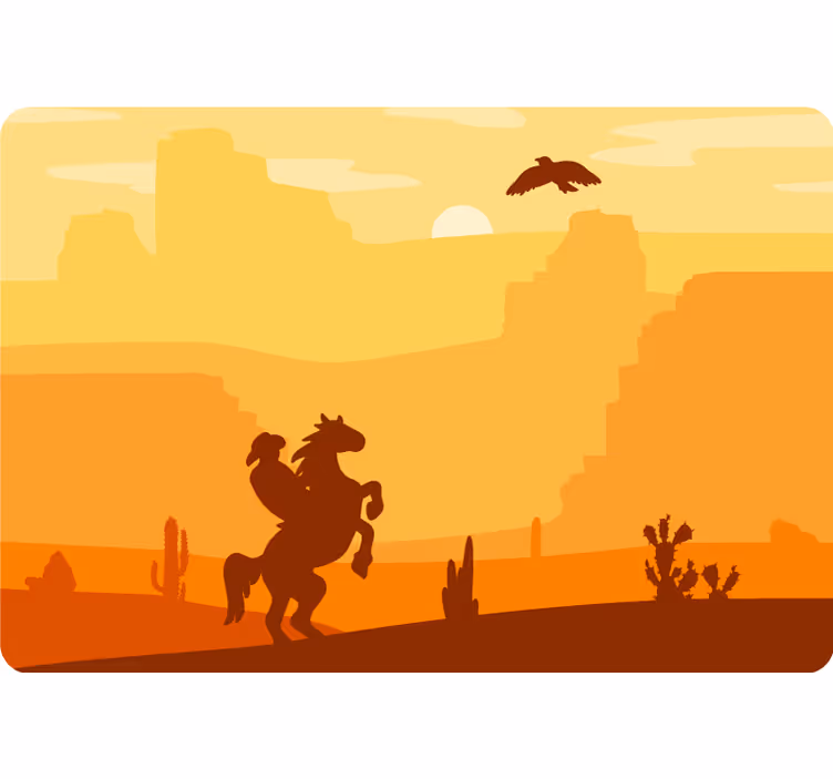 Fotobehang woestijn cowboylandschap laptop - TenStickers