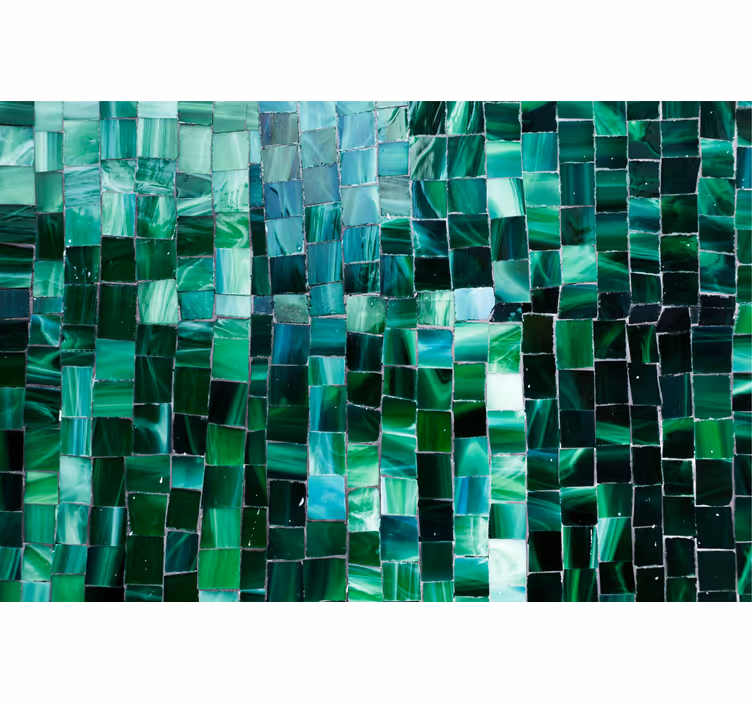 Fotobehang badkamer groene mozaïektegel gradient - TenStickers