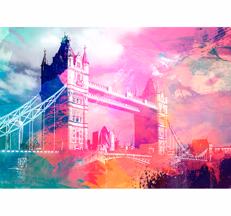 Kleurrijk brugsilhouet london fotobehang - TenStickers