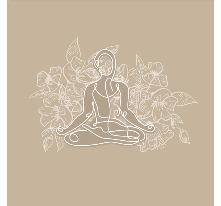 Beige fotobehang mediterende vrouw yoga mat - TenStickers