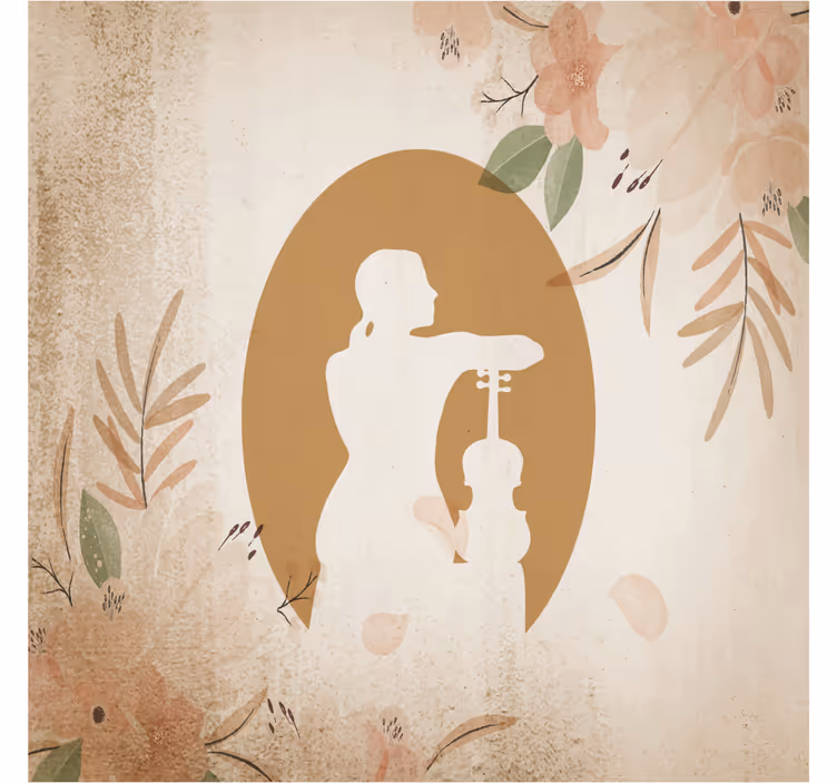 Beige fotobehang violist silhouet van achteren - TenStickers
