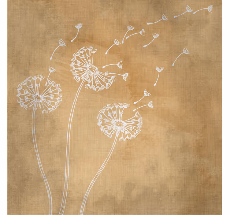 Beige fotobehang paardenbloemen met en zonder bloemblaadjes - TenStickers