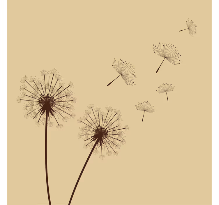 Beige fotobehang paardenbloem schilderij retro uitstraling - TenStickers