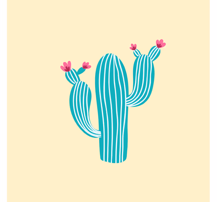 Fotobehang geel pastelkleur cactus en bloemen - TenStickers