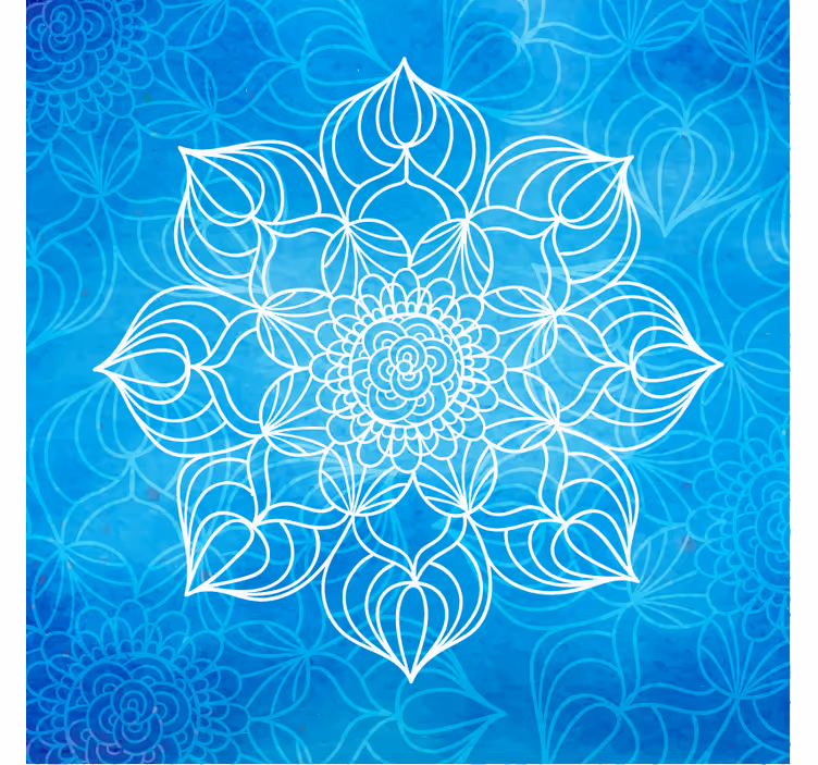 Fotobehang blauw verfspatten mandala - TenStickers