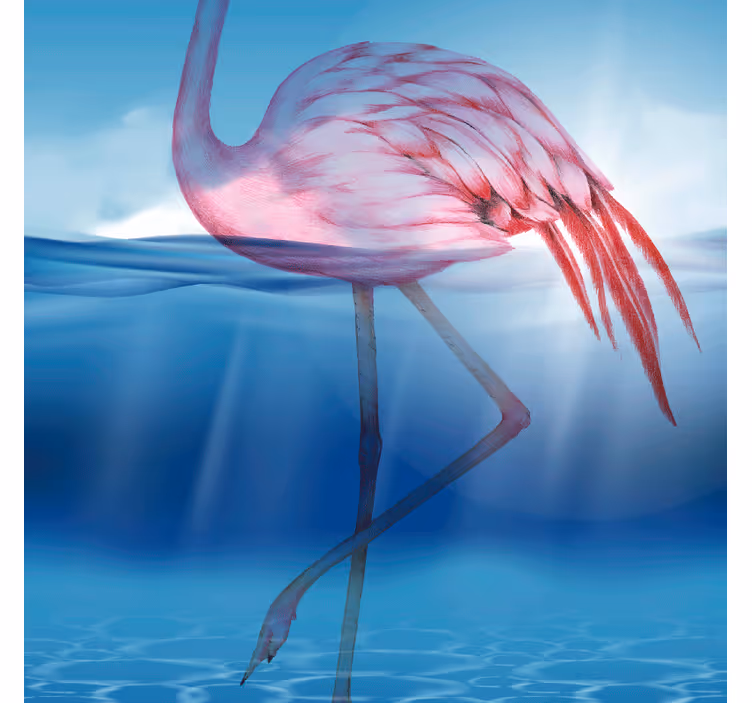 Fotobehang blauw onderwaterontwerp van flamingo - TenStickers